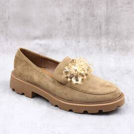 ​Mocasini  casual ,de dama , cu talpa groasa , accesorizati SS-JH321-KHAKI, Culoare (12): Camel, Marime (12): 38** - - Roveli