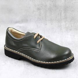 Pantofi unisex , pentru copii , din piele naturala  853-KAKI/OLIVE, Culoare (12): Olive, Marime (12): 34 - - Roveli