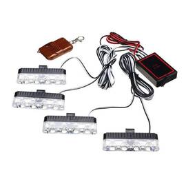 Set 4 Lampi LED de siguranta pentru grila frontala, telecomanda, 16W - - Roveli