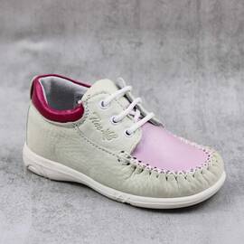Pantofi " PRIMII PASI ", din piele naturala , moi si usori 370-ALB/ROZ/12, Culoare (12): Alb, Roz, Marime (12): 22 - - Roveli