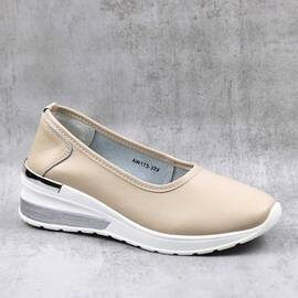 ​Mocasini de dama , practici si usori , din piele naturala  AW175-BEIGE, Culoare (12): Bej, Marime (12): 42 - - Roveli