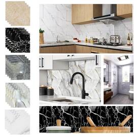 Set 4 placi decorative autoadezive, aspect marmorat, 60x60cm, PVC - - Roveli