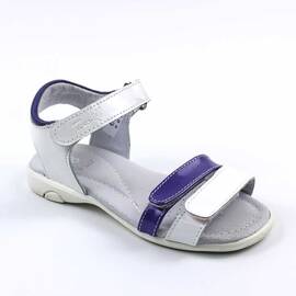 Sandale din piele naturala , lacuita , pentru fetite , gama OUTLET  7201-ALB/MOV, Culoare (12): Alb, Mov, Marime (12): 27 - - Roveli