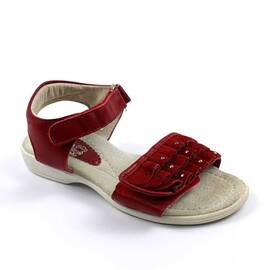 Sandale din piele naturala , pentru fetite , gama OUTLET 1653-ROSU, Culoare (12): Rosu, Marime (12): 25 - - Roveli