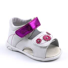 Sandale pentru copii , PRIMII PASI , din piele naturala 1829-ALB/FUCSIA, Culoare (12): Fucsia, Marime (12): 35 - - Roveli