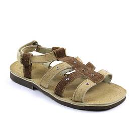 Sandale din piele naturala , cu barete , gama OUTLET 1516-MARON/BEJ, Culoare (12): Maro, Marime (12): 33 - - Roveli