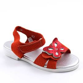 Sandale din piele naturala , pentru fetite , decorate cu fluturasi 3263C-ROSU, Culoare (12): Argintiu, Rosu, Marime (12): 33 - - Roveli