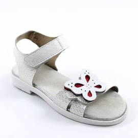 Sandale din piele naturala , pentru fetite , decorate cu fluturasi 3263C-ALB/ROZ, Culoare (12): Alb, Rosu, Marime (12): 31 - - Roveli