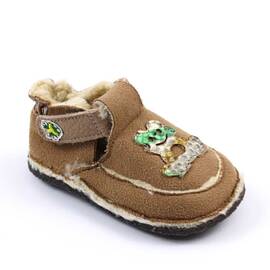 Botosei din piele naturala , imblaniti, pentru bebelusi  PRIMII PASI 3268-BEJ/BEJ, Culoare (12): Bej, Marime (12): 21 - - Roveli