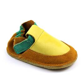 Botosei din piele naturala , pentru bebelusi 3268-MUSTAR/VERDE/S, Marime (12): 18 - - Roveli