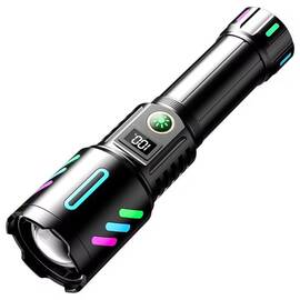 Lanterna tactica 1000m, 8800mAh baterie, incarcare USB Type-C, Zoom : Culoare - negru, Culoare (tm): negru - - Roveli