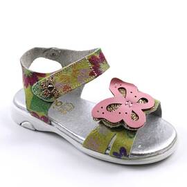 Sandale din piele naturala , pentru fetite , cu fluturi 3263-MULTICOLOR, Culoare (12): Multicolor, Marime (12): 28 - - Roveli