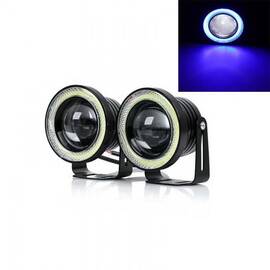 Set 2 x proiectoare auto LED, Angel Eyes, 64mm, IP65, 12V - - Roveli