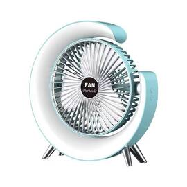 Ventilator USB, silentios cu lumina LED, 3 viteze de racire si rotatie de 180 grade : Culoare - bleu, Culoare (tm): bleu - - Roveli