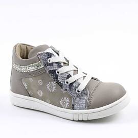 Ghete sport pentru copii , din piele naturala 3234-GRI/ALB/X, Marime (12): 26 - - Roveli