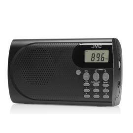 Radio portabil JVC RA-E431B, tuner digital FM, afisaj LCD, mufa jack pentru casti, ceas desteptator, antena, negru - - Roveli
