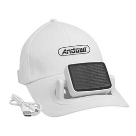 Sapca cu ventilator, panou solar integrat, USB, reglabila, alba - - Roveli