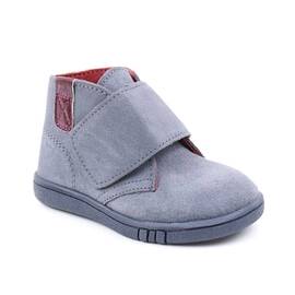 Ghete usoare , pentru copii , din piele naturala intoarsa , cu talpa groasa 3200-GRI/BORDO - - Roveli