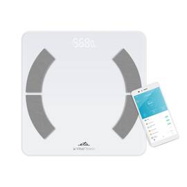 Cantar de persoane ETA Vital Fitness 2779 90000, 180 kg, aplicatie ETA Smart, analiza 18 parametri corporali, alb - - Roveli