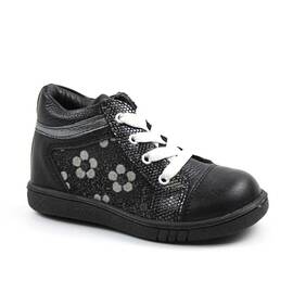 Ghete sport pentru copii , din piele naturala 3234-NEGRU/MULTICOLOR/1, Culoare (12): Gri + Negru, Marime (12): 24 - - Roveli