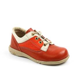 Pantofi casual, de copii , din piele naturala 2635-PORTOCALIU/BEJ/1, Culoare (12): Bej, Portocaliu, Marime (12): 27 - - Roveli
