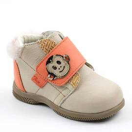 Ghete captusite de copii, din piele naturala  PRIMII PASI  3269-BEJ/PORTOCALIU, Culoare (12): Bej, Portocaliu, Marime (12): 23 - - Roveli