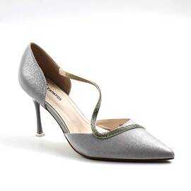 Pantofi eleganti , de dama , cu bretea decorata cu pietre MOL-300- SILVER, Culoare (12): Argintiu, Marime (12): 41 - - Roveli