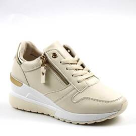 ​Sneakers casual de dama, cu platforma si accente aurii CFD-112-BEIGE, Culoare (12): Auriu, Bej, Marime (12): 37 - - Roveli