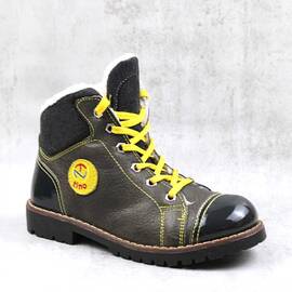 Bocanci imblaniti , pentru copii , cu varf lacuit , din piele naturala  3174-KAKI, Culoare (12): Kaki, Marime (12): 32 - - Roveli