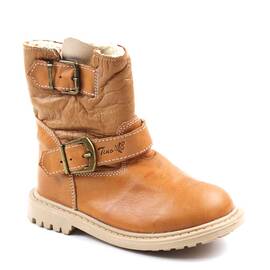 Cizme captusite pentru copii , din piele naturala , cu catarame  3100-COGNAC/X, Culoare (12): Camel, Marime (12): 26 - - Roveli