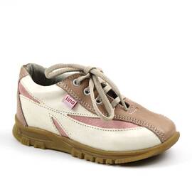 Adidasi comozi pentru copii , din piele naturala  2949-CREM/ROZ, Marime (12): 25 - - Roveli