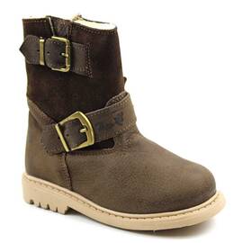 Cizme imblanite pentru copii , din piele naturala , cu catarame  3100-MARO/X1, Culoare (12): Maro, Marime (12): 25 - - Roveli