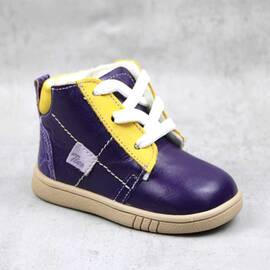 Ghete usoare de copii, captusite, din piele naturala PRIMII PASI 1391-MOV Inchidere cu siret, Marime (12): 22 - - Roveli