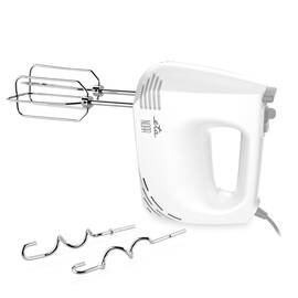 Mixer de mana ETA Noar II 2044 90000, 300 W, 5 viteze, functie TURBO, 2 carlige si 2 teluri, alb cu gri - - Roveli