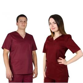 Bluza medicala cu 3 buzunare aplicate - GRENA, Marime (217): XS, Culoare (217): grena - - Roveli