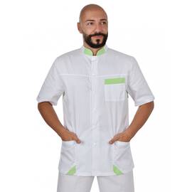 ​Halat medical barbat capse Massimo Alb-Verde, Marime (217): S, Culoare (217): Alb - - Roveli