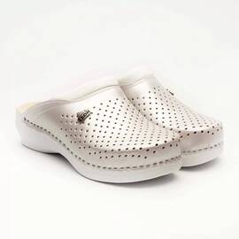 Saboti medicali, unisex, din piele, alb perlat, Leon PU100, Marime (217): 36 - - Roveli