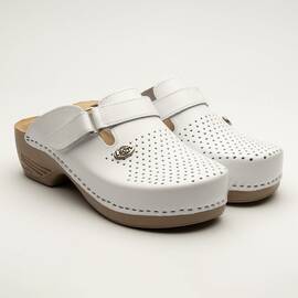 Saboti medicali Leon 159, de dama, din piele, alb - - Roveli