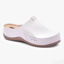 Saboti medicali Leon 930 Bakkar, de dama, din piele, alb mat - - Roveli