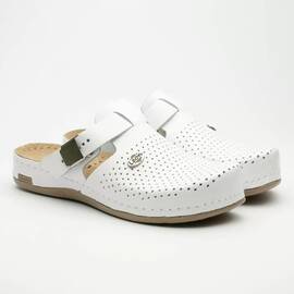 Saboti medicali, de dama, din piele, alb, Leon 950 - - Roveli
