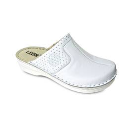 Saboti medicali, de dama, din piele, alb, Leon 360 - - Roveli