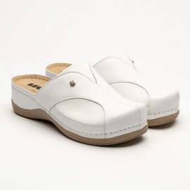 Saboti medicali, de dama, din piele, alb, Leon 912 - - Roveli