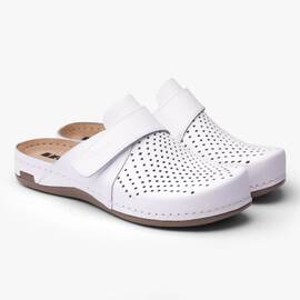 Saboti medicali Leon 970 Bakkar, de dama, din piele, alb mat - - Roveli