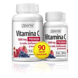 Pachet Vitamina C Premium cu rodie, 1000 mg, 60+30 capsule, Zenyth - - Roveli