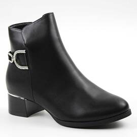 ​Ghete comode de dama , imblanite , cu element decorativ WS1-3-BLACK, Marime (12): 39 - - Roveli