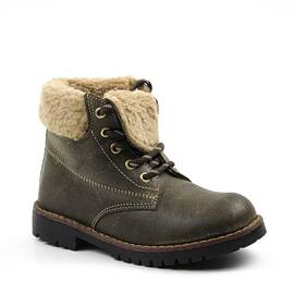 Bocanci imblaniti ,  pentru copii , din piele naturala cu talpa cusuta  3129-KAKI/7, Marime (12): 31 - - Roveli