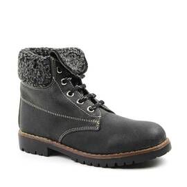 Bocanci imblaniti ,  pentru copii , din piele naturala cu talpa cusuta  3129-NEGRU/4, Marime (12): 34 - - Roveli