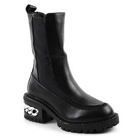 Ghete imblanite de dama , cu accesoriu argintiu A10313-BLACK, Marime (12): 37 - - Roveli