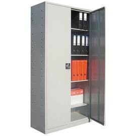 Dulap metalic, confectionat din metal, sistem de inchidere sus-jos, cu yala cu 2 chei, 2 usi, 4 polite, 90 x 40 x 180 cm, gri deschis - - Roveli