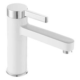 Baterie baie pentru lavoar, material alama, montaj stativ, monocomanda, maner plin, zincat, finisaj cromat, vopsea alba - - Roveli